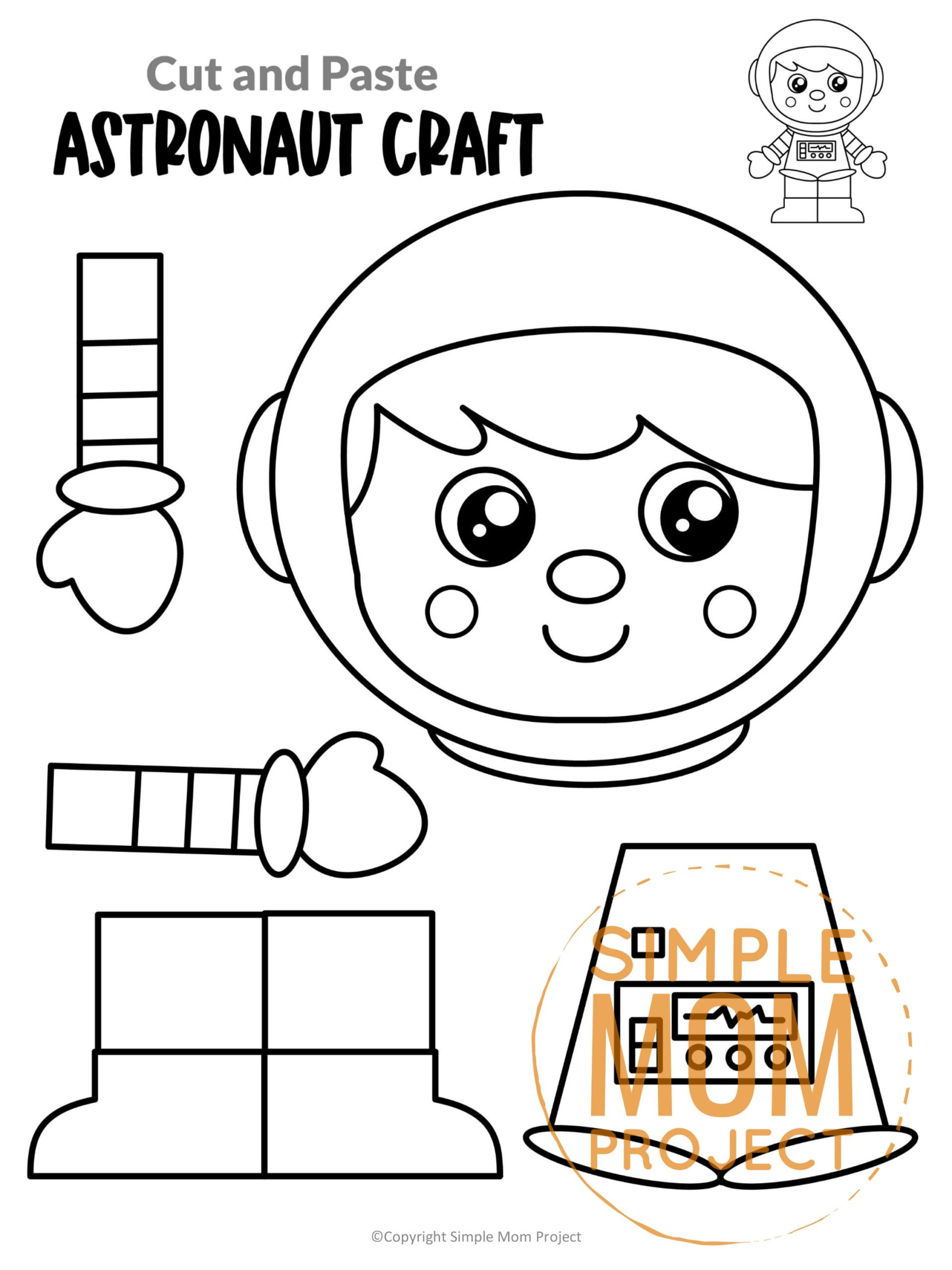 Astronaut Printable Cut And Paste Craft Simple Mom Project Store