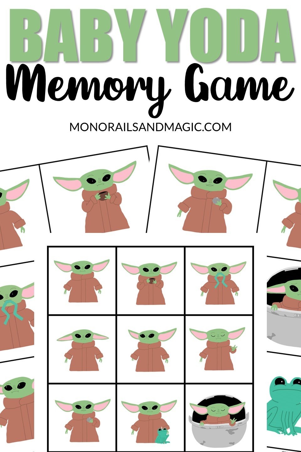 Baby Yoda Memory Game Free Printable Monorails And Magic