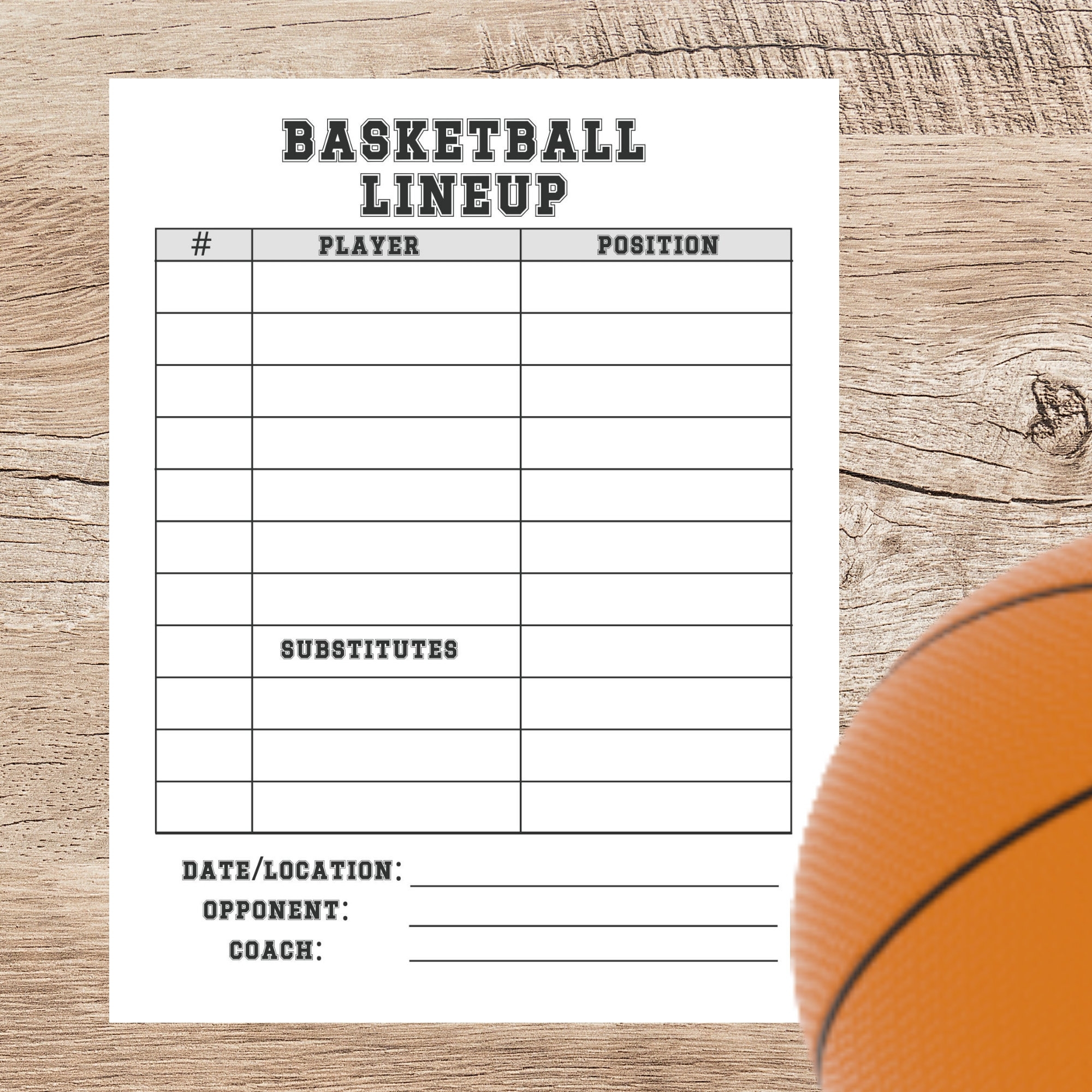 Printable Basketball Roster Template