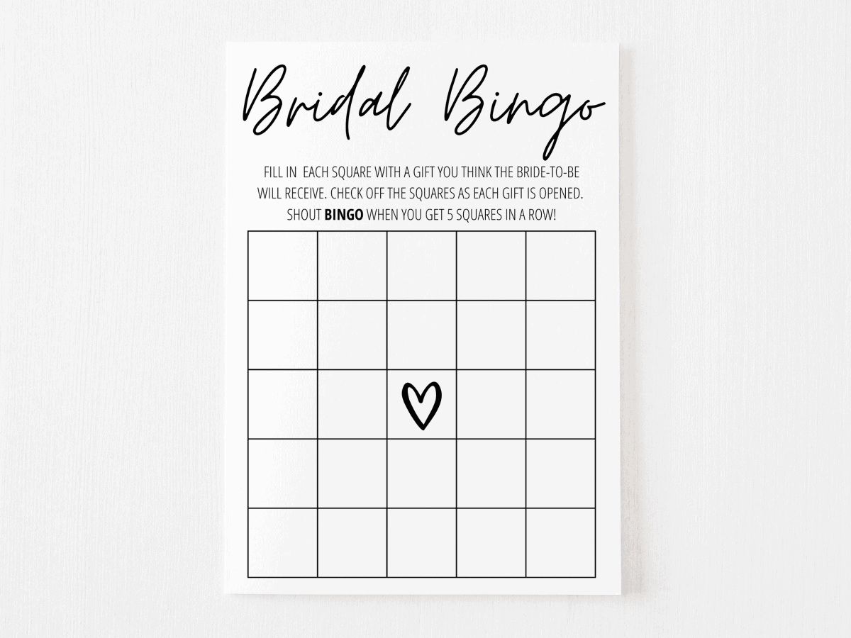 Bridal Shower Bingo Free Printable Modern MOH