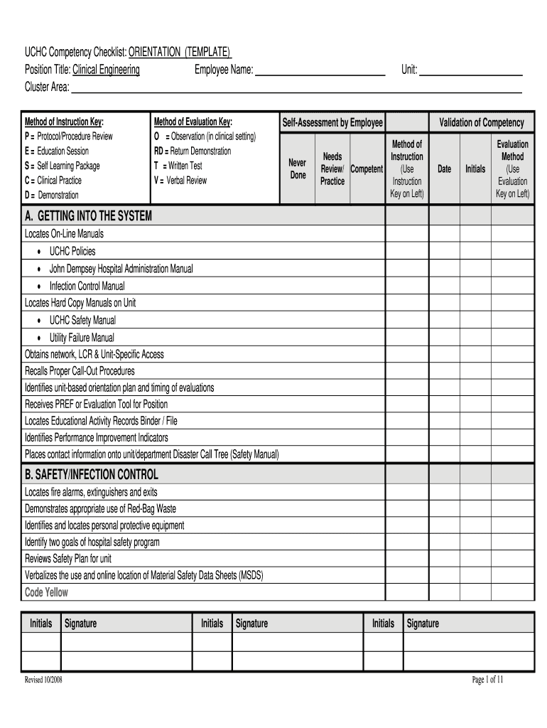 Competency Checklist Template 2008 Form Fill Out Sign Online DocHub