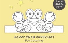 Crab Paper Hat For Coloring Download Printable Crab Ocean Etsy Australia