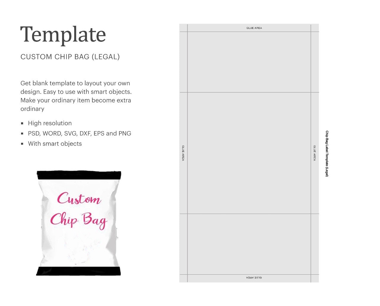 Custom Chip Bag Size 6 3 X 6 2 Blank Template Etsy de