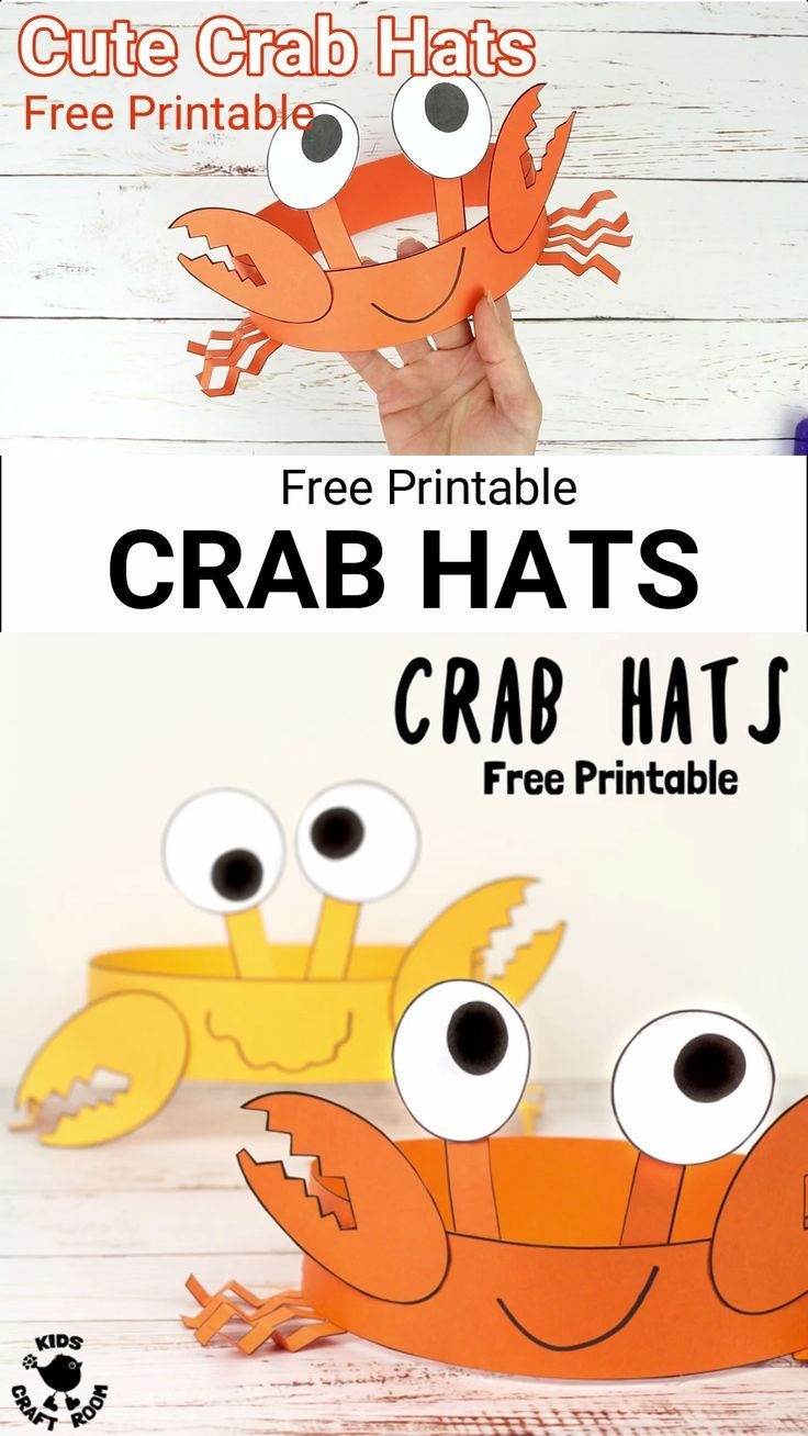 Cute And Fun Crab Hats Easy Art For Kids Crab Crafts Kids Craft Room