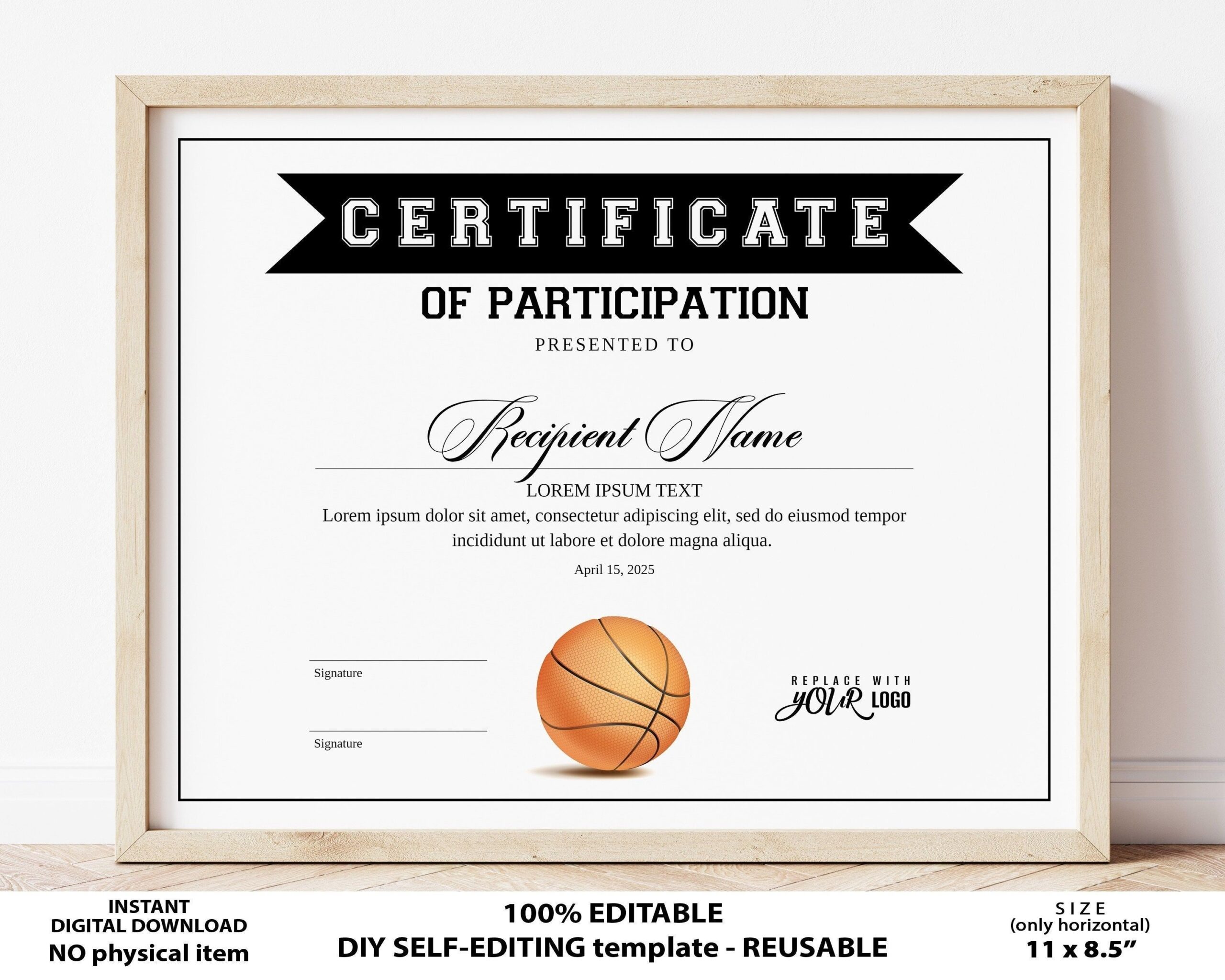 EDITABLE Basketball Certificate Template Printable Sports Etsy In 2023 Participation Award Certificate Templates Certificate Design Template