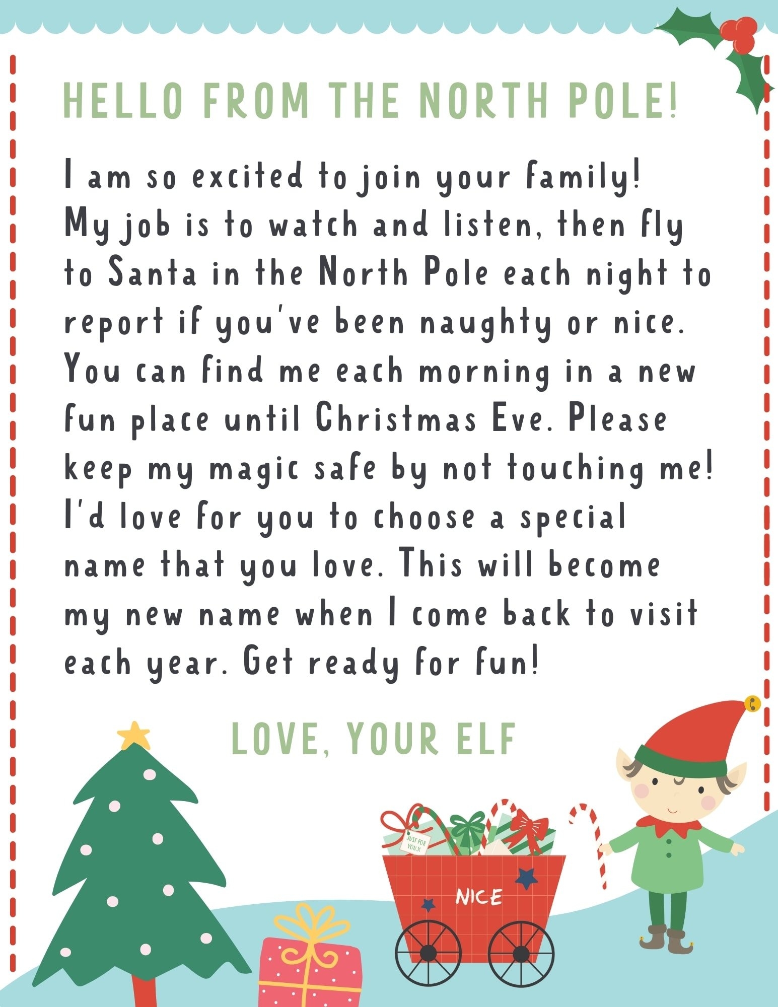 Elf On The Shelf Letter 4 FREE Printables Make Life Lovely