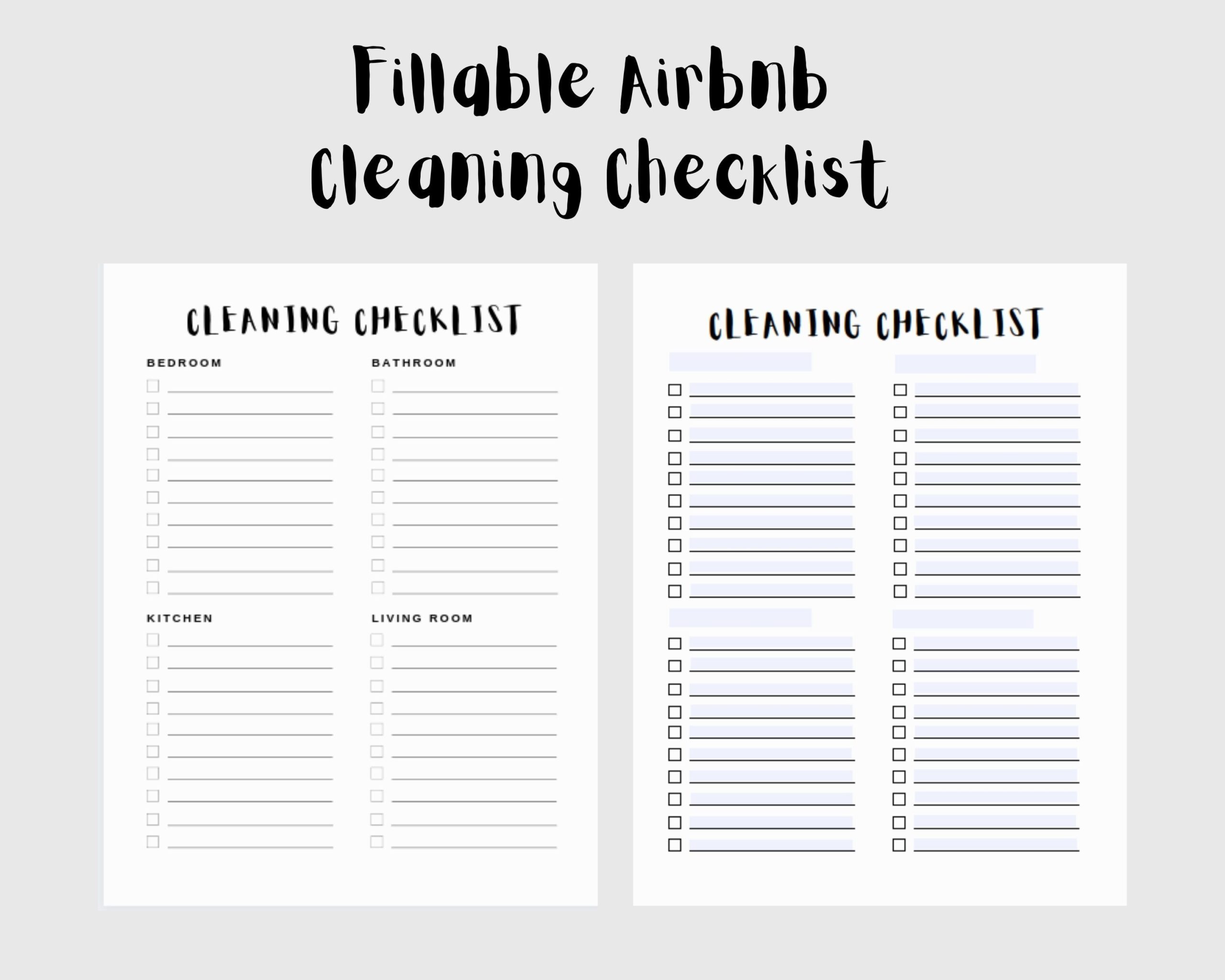 Fillable And Editable Airbnb Printable Cleaning Checklist Etsy Cleaning Checklist Cleaning Checklist Template Airbnb Checklist