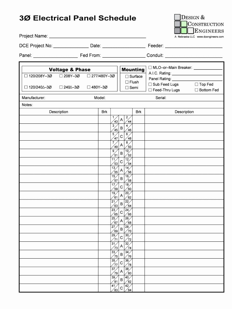 Free Printable Circuit Breaker Directory Template