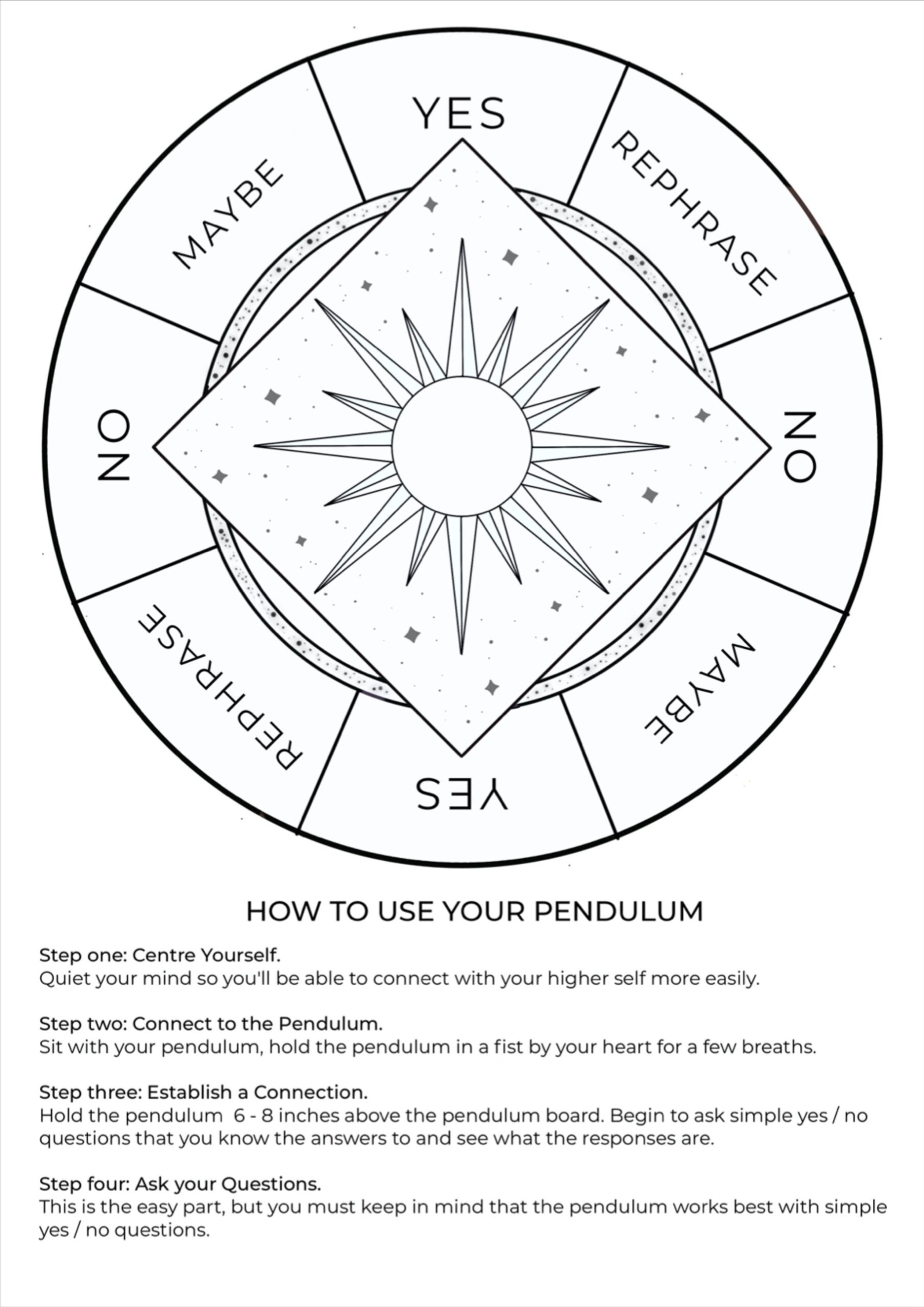 FREE Pendulum Board Printable Pendulum Board Pendulum Wiccan Spell Book