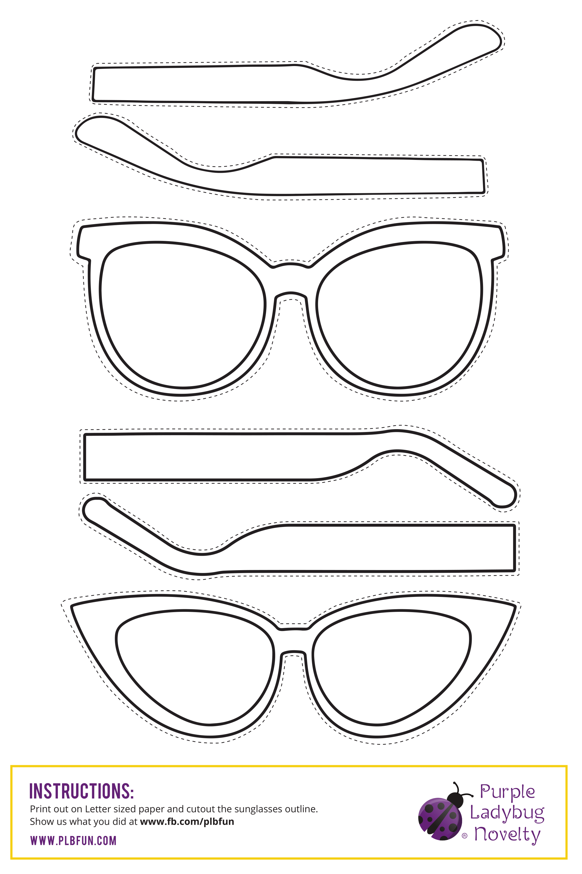 FREE PRINTABLE SUNGLASSES DAY Purple Ladybugs Diy Glasses 3d Pen Stencils