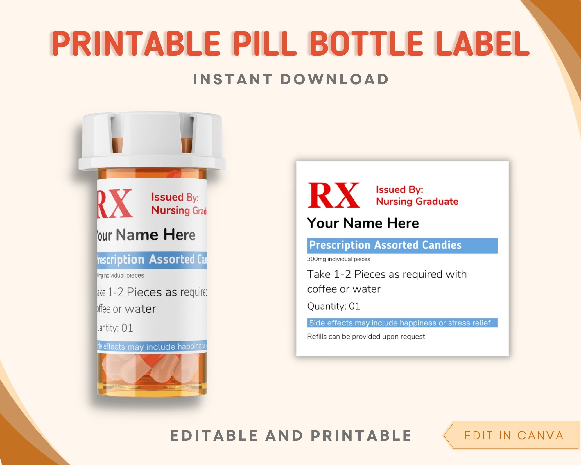 Printable Pill Bottle Label Template Free