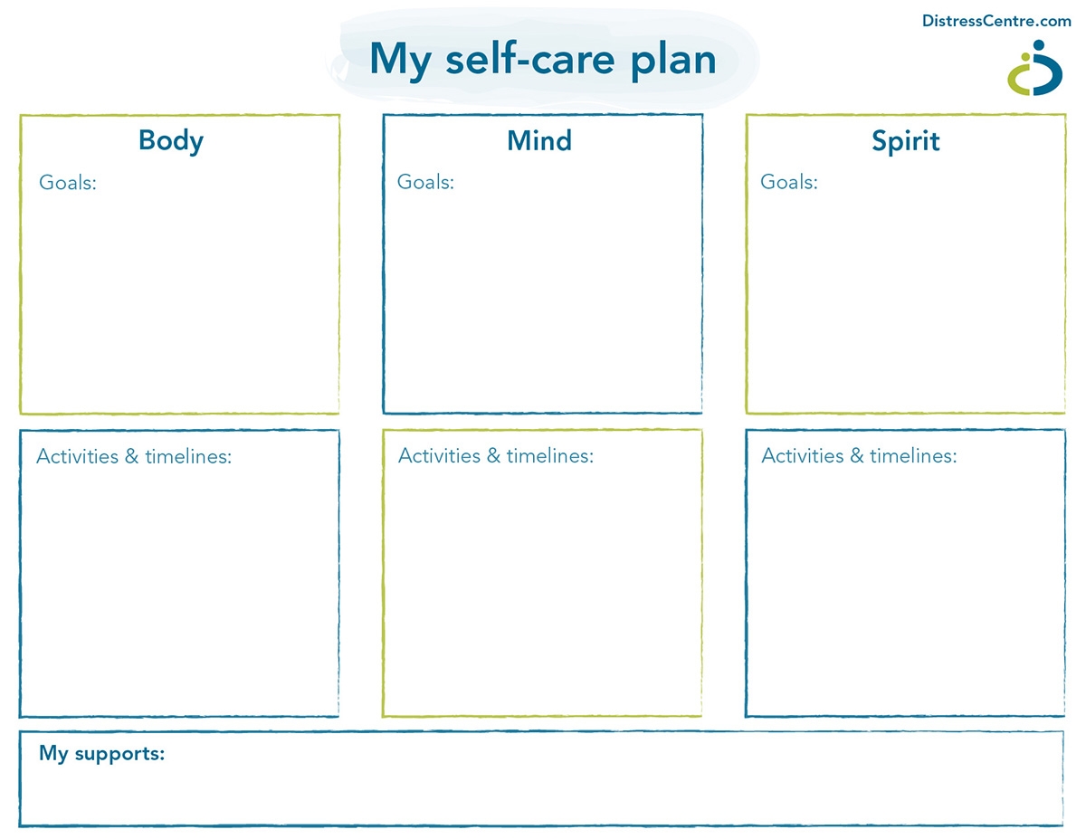 How To Create Your Own Personalized Self care Plan step by step Guide With A Template Distress Centre Calgary