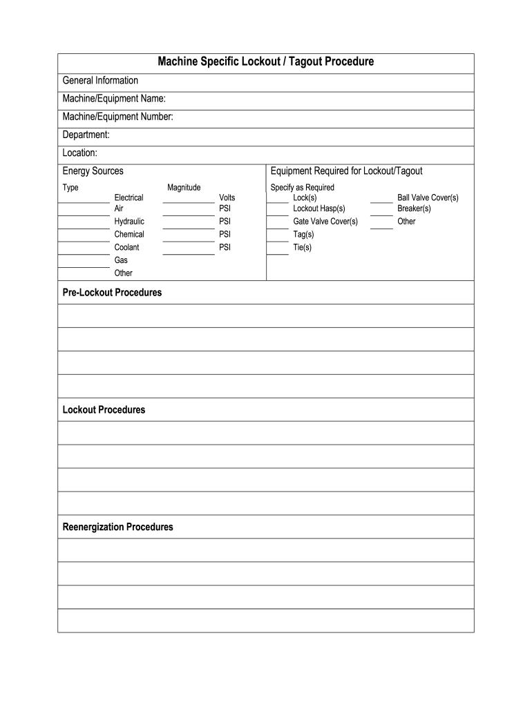 Lockout Tagout Procedure Template Excel Fill Out Sign Online DocHub