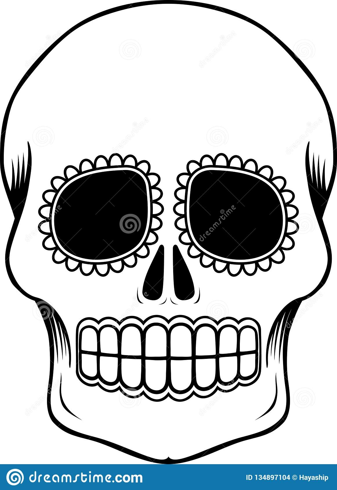 Mexican Sugar Skull Template Stock Vector Illustration Of Graphic Book 134897104