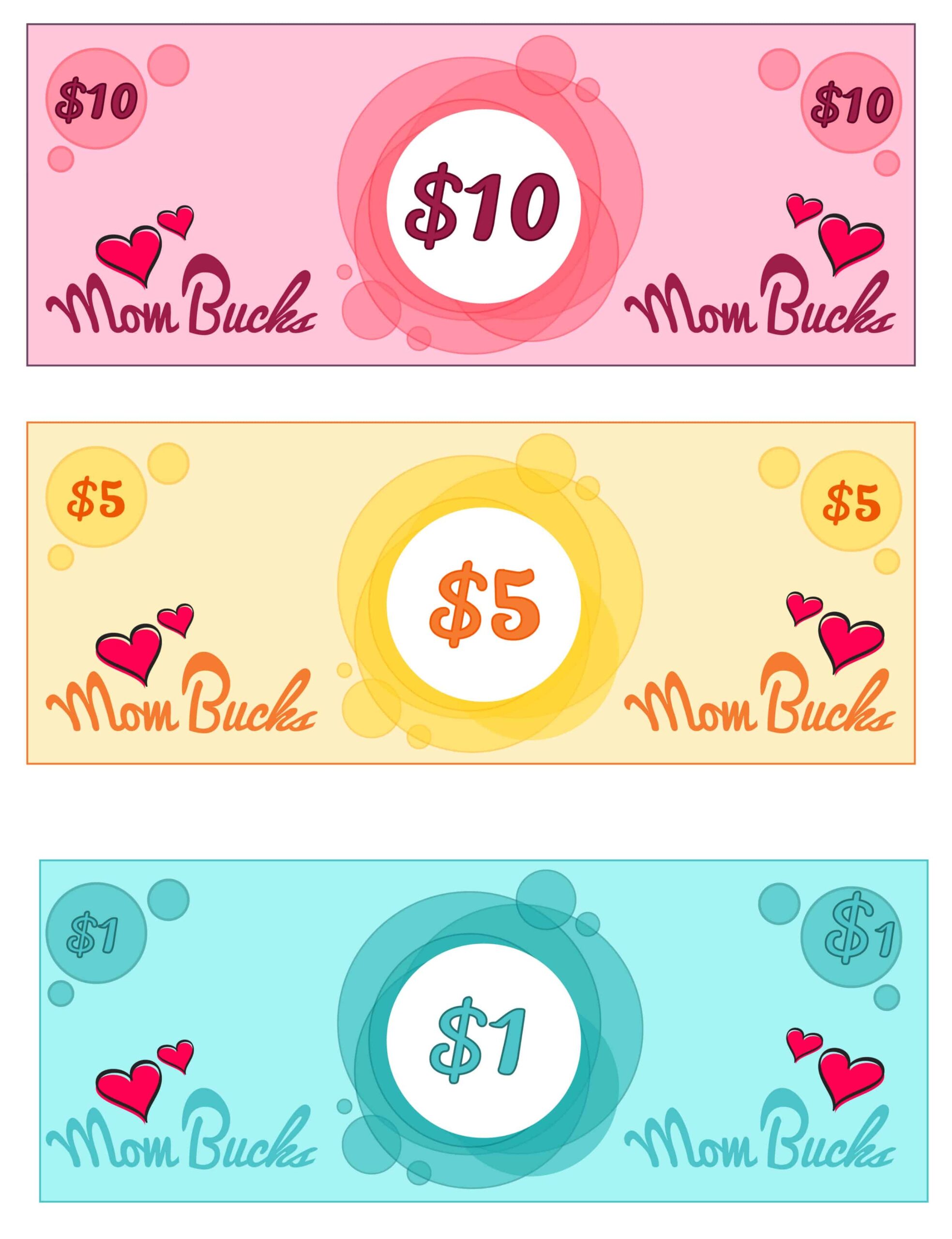 Free Printable Mom Bucks Template