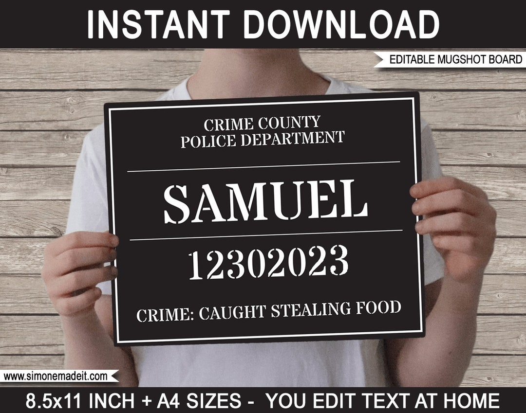 Printable Mugshot Sign Template