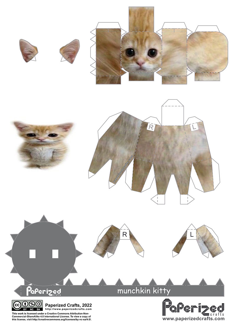 Munchkin Kitty Papercraft Paperized Crafts Paper Doll Template Cat Template Anime Crafts