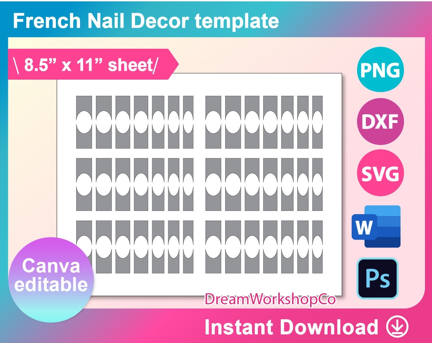 Printable French Tip Template