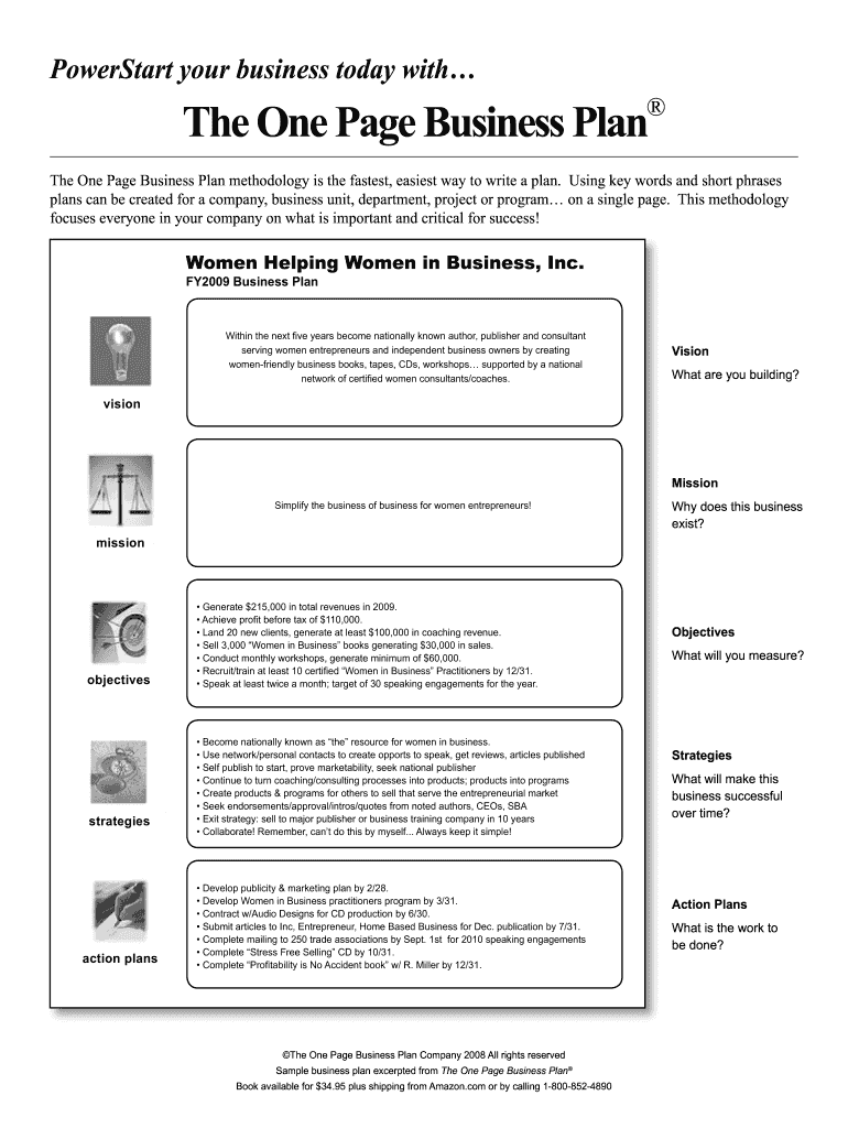 One Page Business Plan Pdf Fill Out Sign Online DocHub