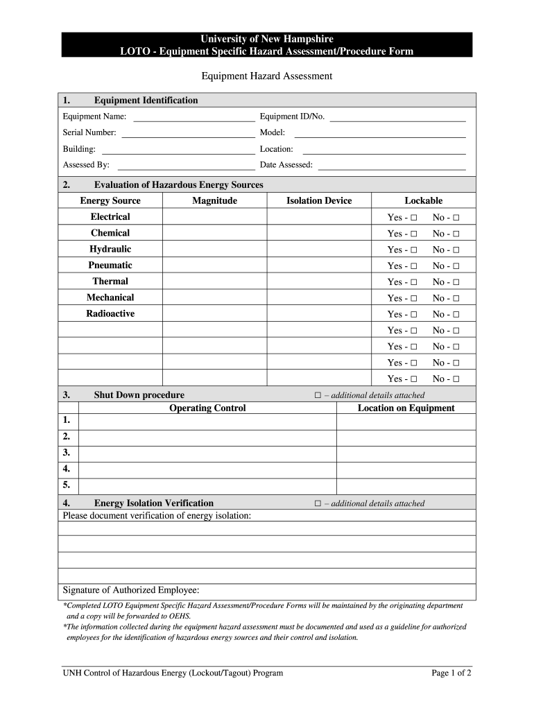 Printable Lockout Tagout Template Excel