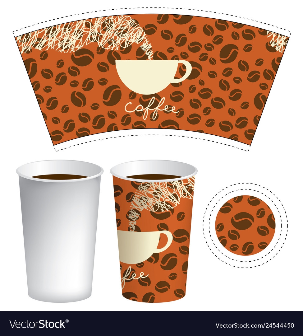 Paper Cup Template For Hot Drink With Coffee Cup Vector Image