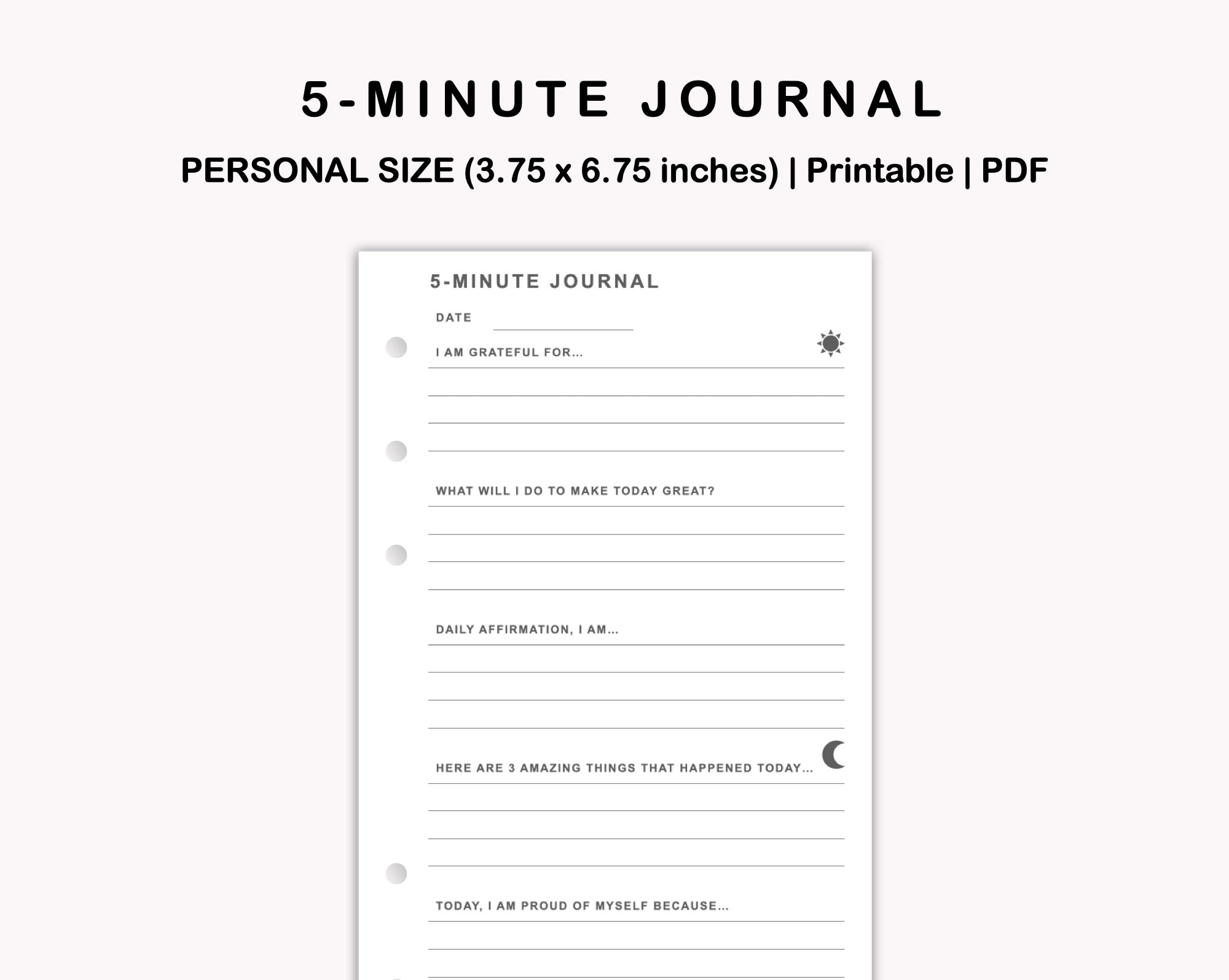 free printable gratitude planner 5 minute journal template