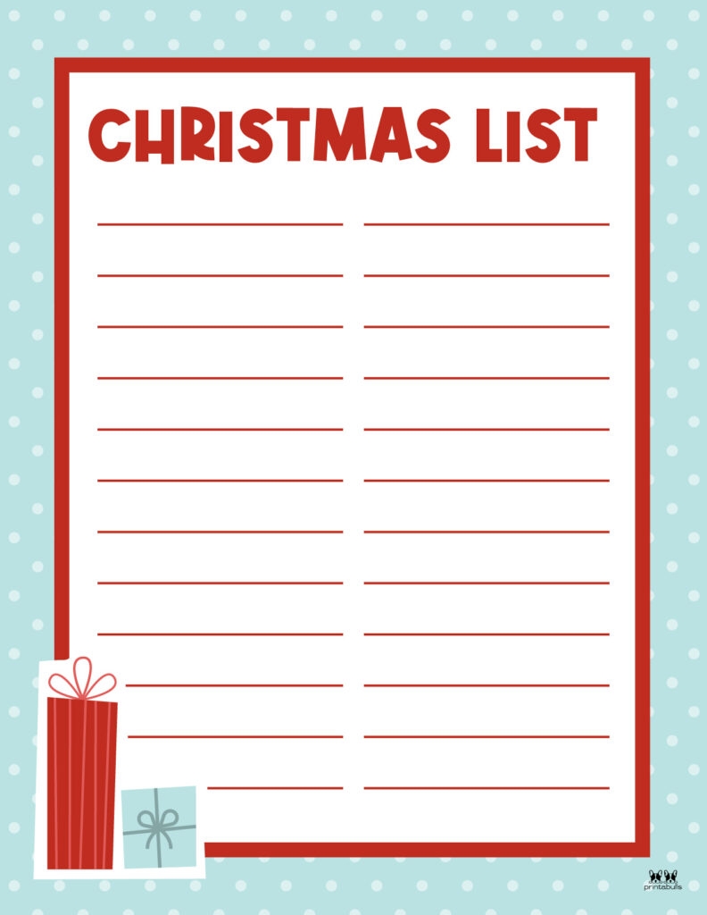 Printable Christmas Lists 25 FREE Printables Printabulls