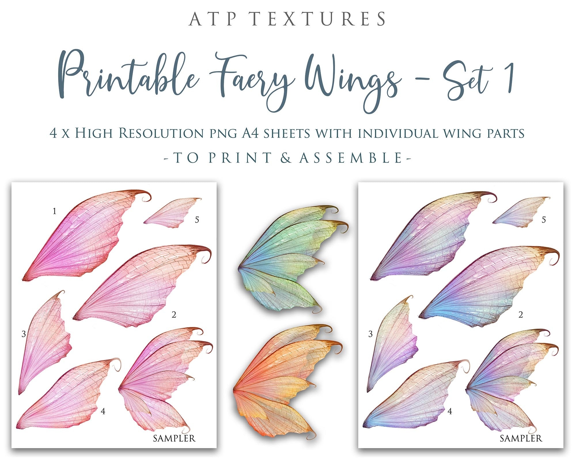 PRINTABLE FAIRY WINGS Set 1 Scrapbooking Clipart Digital Etsy sterreich