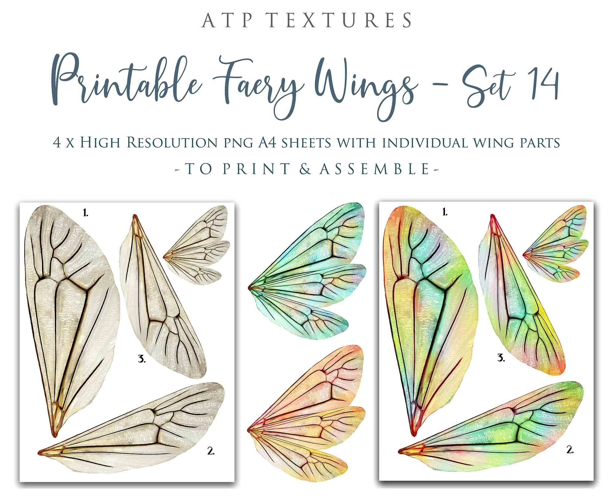 PRINTABLE FAIRY WINGS Set 14 Print Pattern Template Etsy de