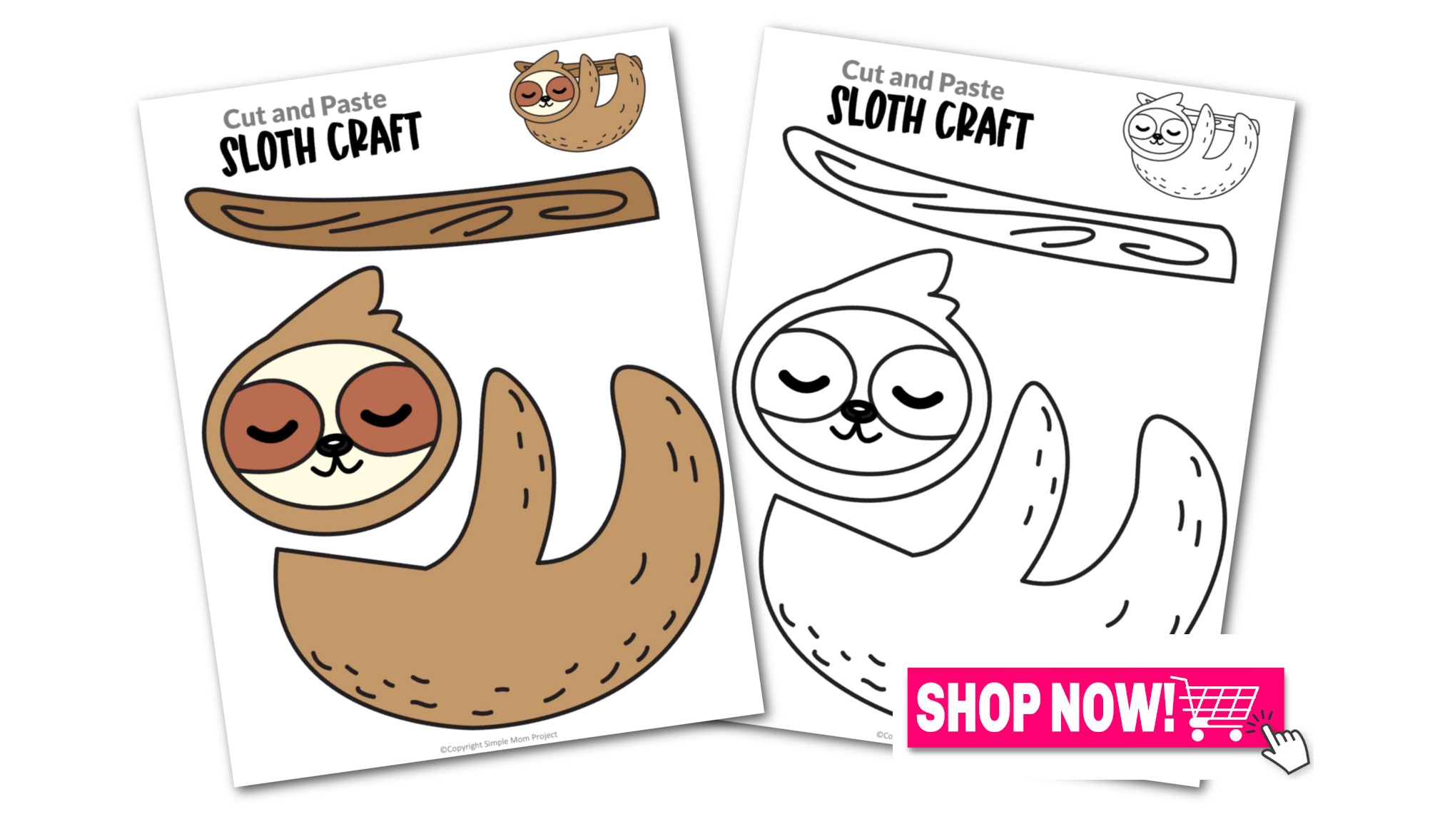 Printable Sloth Craft Template Simple Mom Project