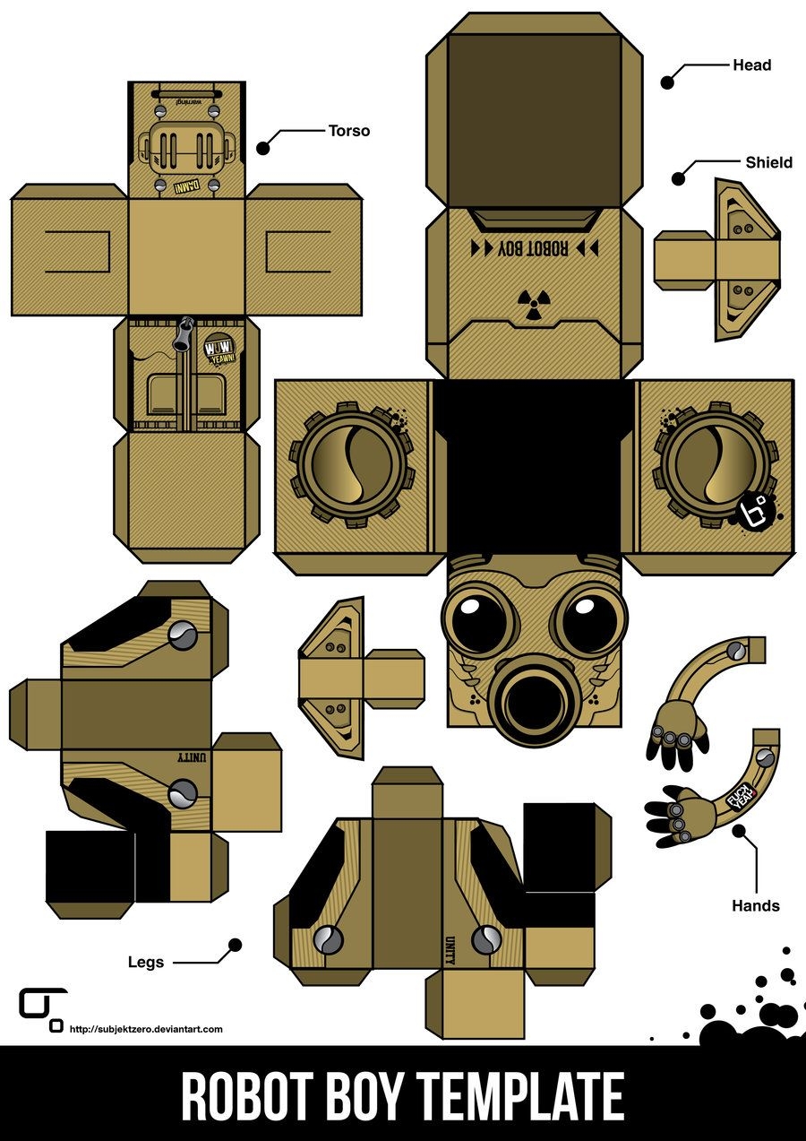 Robot Boy Template By SubjektZero On DeviantART Paper Robot Paper Toys Template Paper Crafts Diy Tutorials