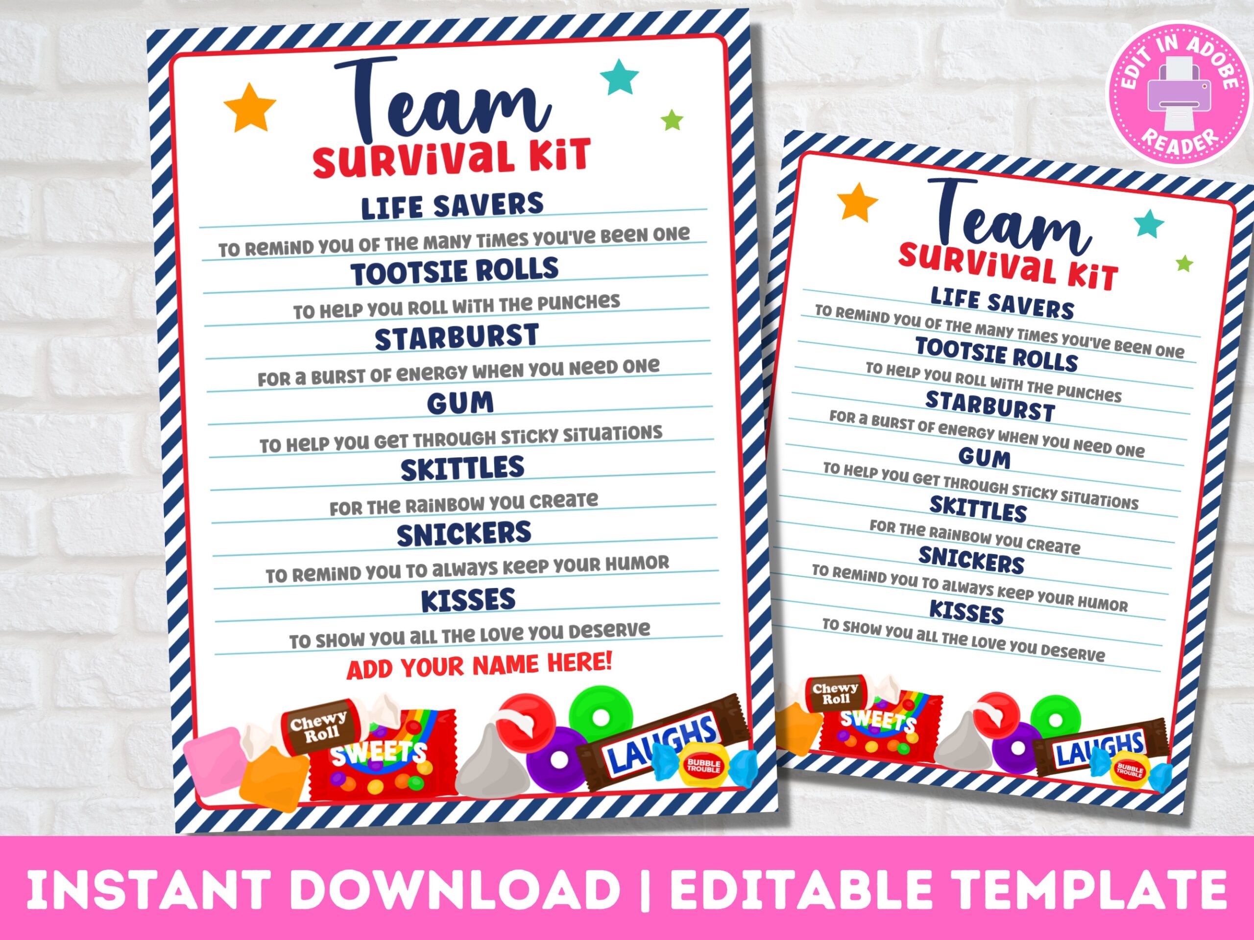 Staff Emergency Treat Pack Printable Template