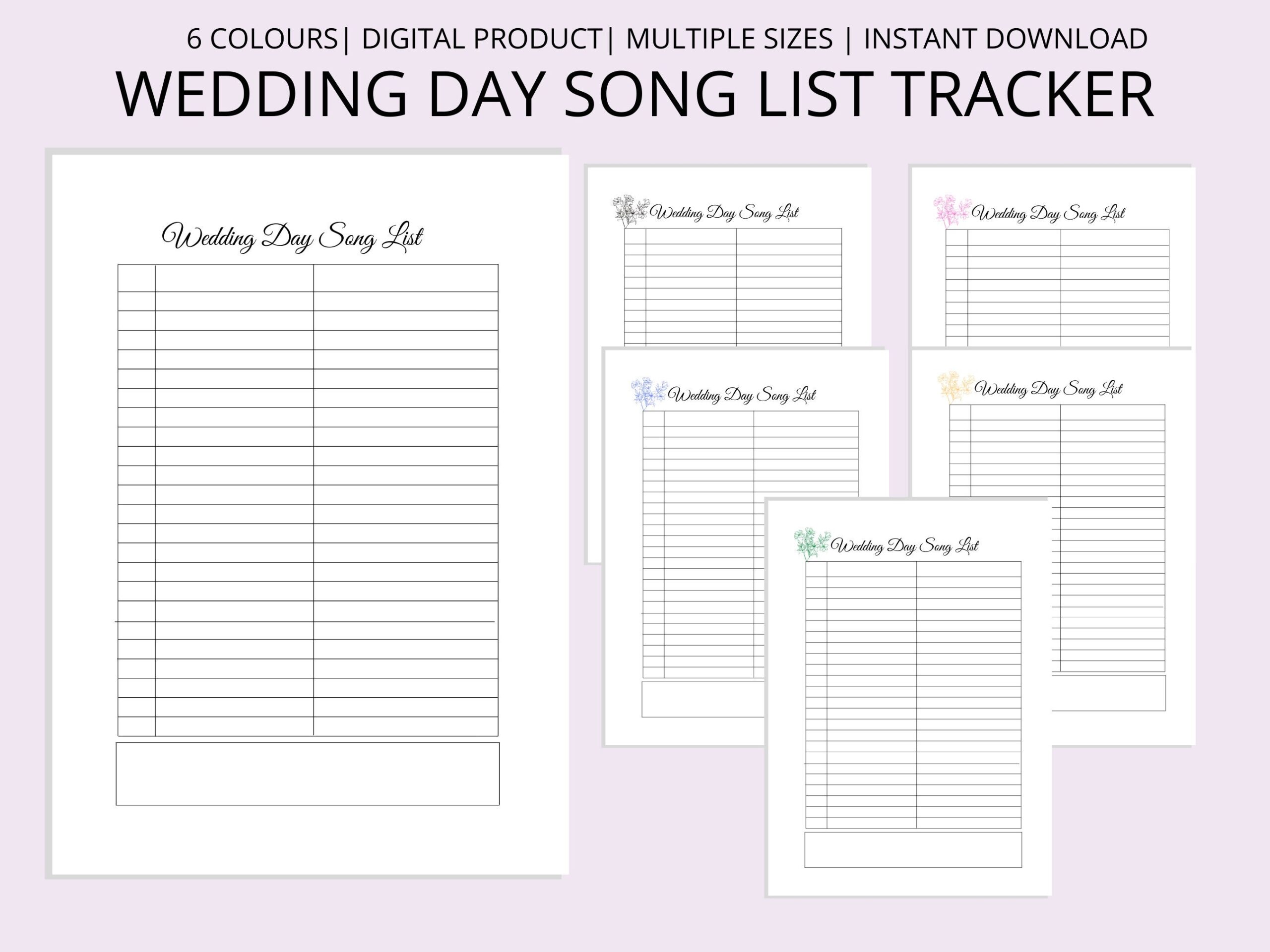 Printable Wedding Song Playlist Template