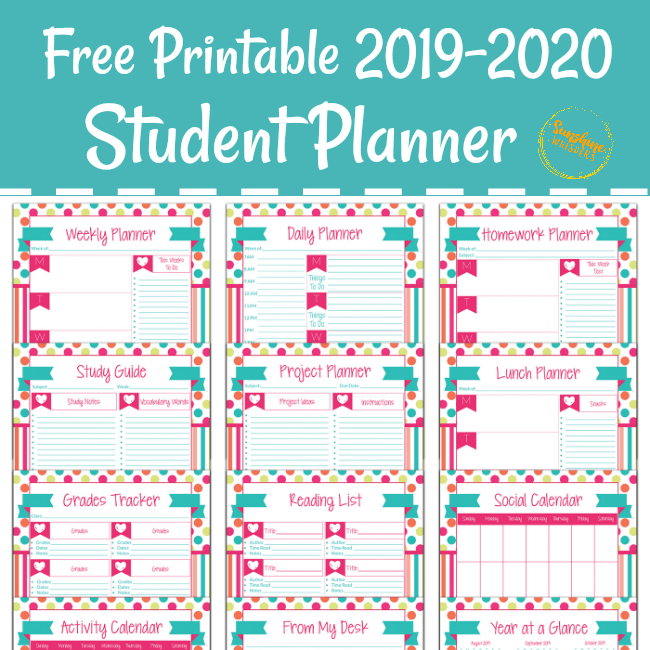 FREE Printable Student Planner For 2019 2020 School Year Free Printable