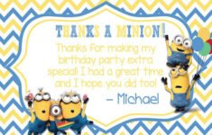 Personalized Printable Minion Thank You Card Thank You Note Card Minion Thank You Note Minion Thank You Minion Birthday Party Thank You Note Cards