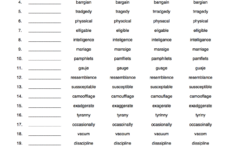 Commonly Misspelled Words English Spelling Test Worksheet Maker