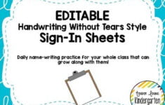 EDITABLE Daily Sign In Sheets Handwriting Without Tears Style Double Lines