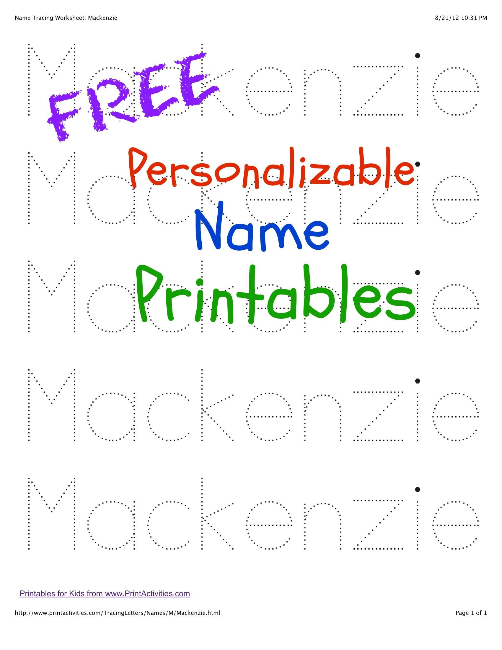 Free Printable Name Tracing Worksheets Kindergarten Names Preschool