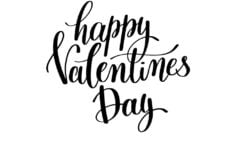 Happy Valentines Day Black And White Hand Written Vector Image