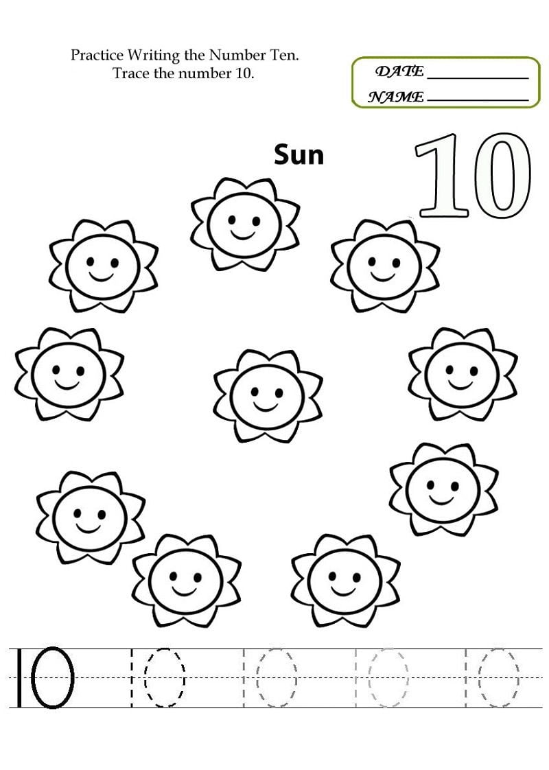 Number 10 Worksheet For Preschool Free Printable