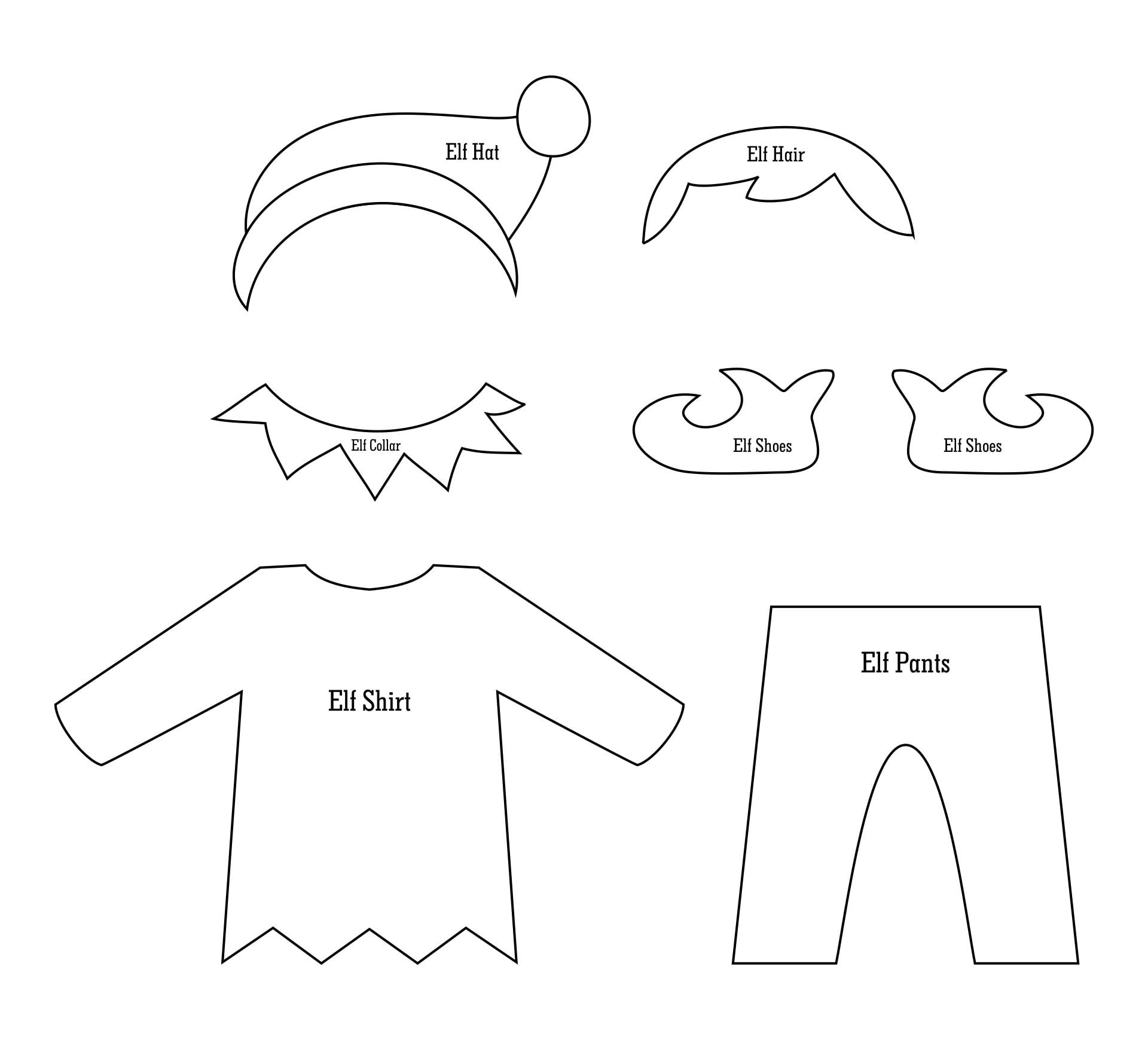 Printable Elf Clothes Template - Free Printable