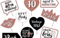 40th Birthday Printable Photo Booth Props Rose Gold Black Etsy de