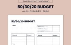 50 30 20 Budget Template Printable Monthly Budget Planner Etsy Schweiz