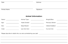 Animal Surrender Form Download Printable PDF Templateroller