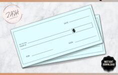 Blank Check Template Editable Bank Cheque Printable Etsy de