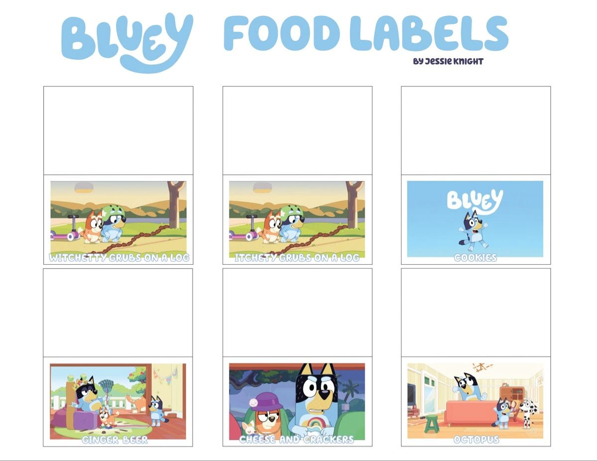Printable Bluey Party Food Labels Printable Templates Online By Paul 
