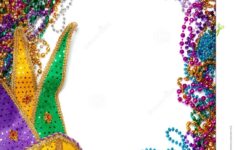 Border Made Of Mardi Gras Bead And Mask On White Mardi Gras Invitations Mardi Gras Beads Mardi Gras Centerpieces