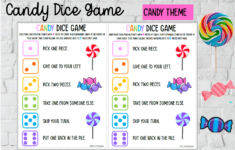 CANDY DICE GAME Birthday Games Fun Activities Sleepover Slumber Party Party Games Fun Activity INSTANT DOWNLOAD In 2022 Slumber Parties Birthday Games Candy Theme