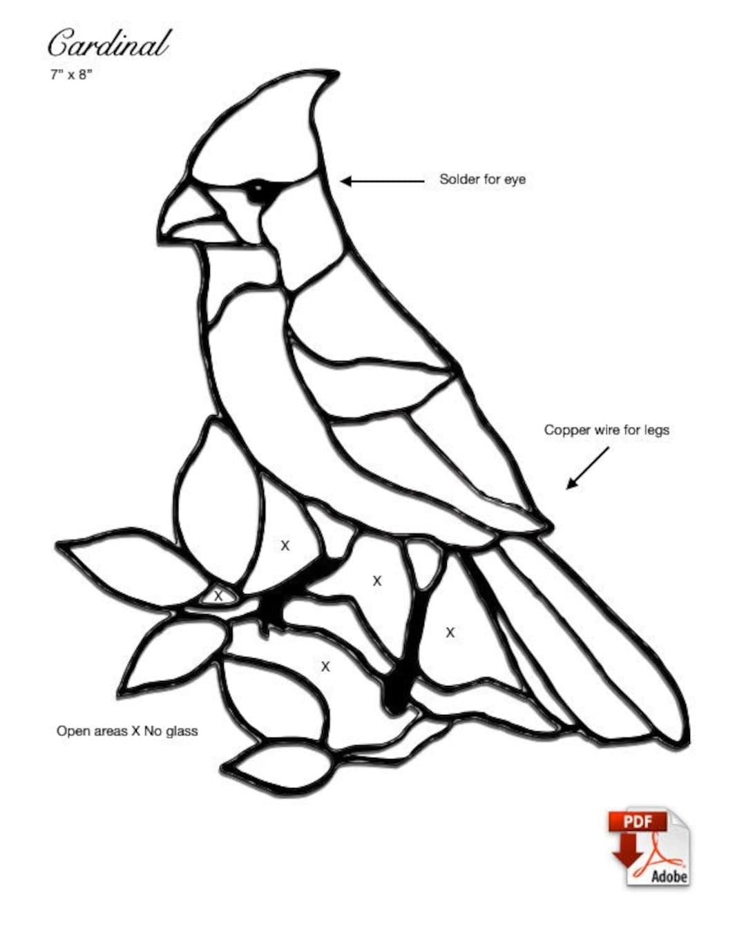 Cardinal Stained Glass Pattern Etsy Free Printable