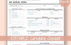 Caregiving Elderly Care Checklist EDITABLE Printable Is Ideal Etsy de